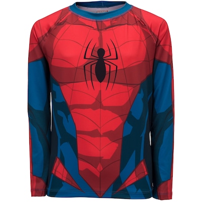Conjunto Camiseta Manga Longa com Proteção Solar UV e Sunga Marvel Homem Aranha - Infantil - Foto 2