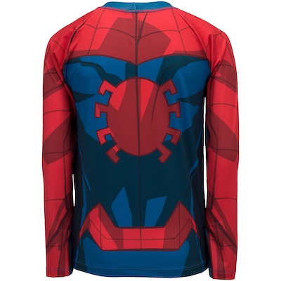 Conjunto Camiseta Manga Longa com Proteção Solar UV e Sunga Marvel Homem Aranha - Infantil - Foto 3