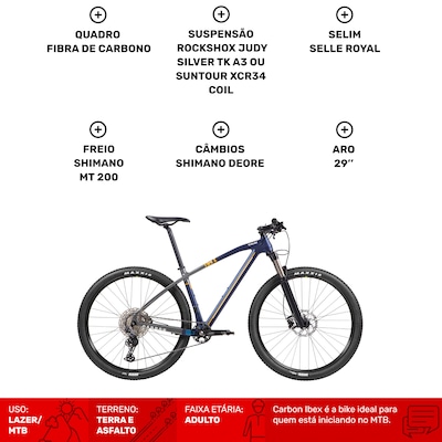 Mountain Bike Caloi Carbon Ibex - Aro 29 - Câmbio Traseiro Shimano Deore - 12 Marchas - Foto 3
