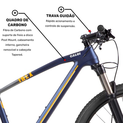 Mountain Bike Caloi Carbon Ibex - Aro 29 - Câmbio Traseiro Shimano Deore - 12 Marchas - Foto 4