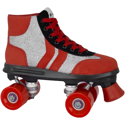 Patins 4 Rodas Retrô Oxer Glitter Silver Red - Foto 1