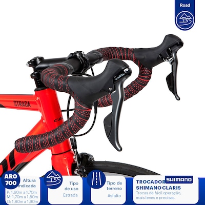 Bike Speed Caloi Strada - Aro 700 - Freios PROMAX - Câmbios Shimano - 16 Marchas - Foto 3