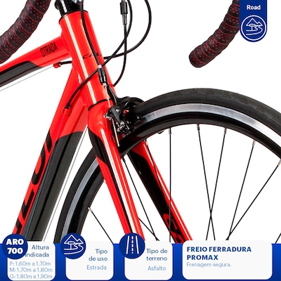 Bike Speed Caloi Strada - Aro 700 - Freios PROMAX - Câmbios Shimano - 16 Marchas - Foto 4