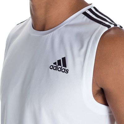 Camiseta Regata adidas D2M 3 Listras - Masculina - Foto 3