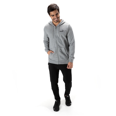 Jaqueta Puma com Capuz Essentials Small Logo FZ Hoodie FL - Masculina - Foto 4
