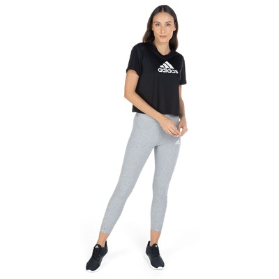 Blusa Cropped Manga Curta Logo adidas - Feminina - Foto 4