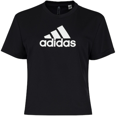 Blusa Cropped Manga Curta Logo adidas - Feminina - Foto 5