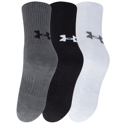 Kit de Meias Under Armour Cano Alto Core Cotton Crew Adulto - 3 Pares - 40 a 45 - Foto 2