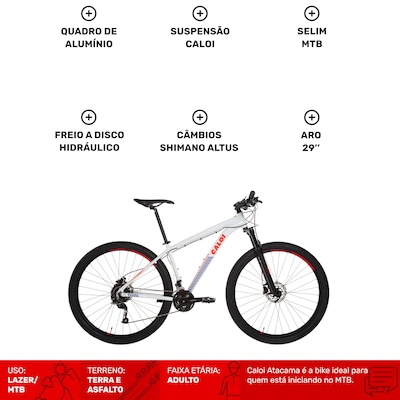 Mountain Bike Caloi Atacama - Aro 29 - Freio a Disco - Câmbio Shimano - 27 Marchas - Foto 3