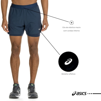 Bermuda Masculina ASICS 5" com Short Interno e Bolsos - Foto 3