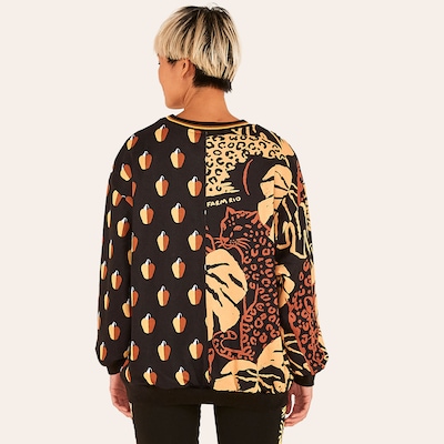 Blusa de Moletom Farm Feminina Oversized Onça Cafuné - Foto 2