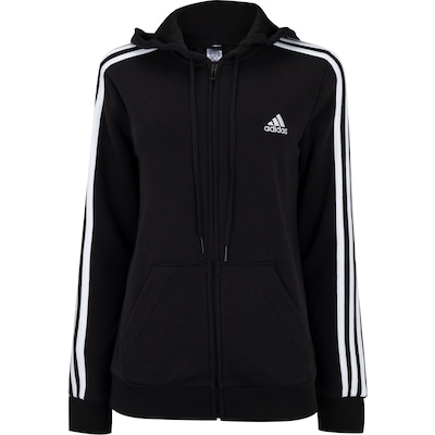 Blusa de Moletom adidas com Capuz 3 Listras com Zíper - Feminina - Foto 5