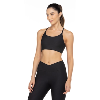 Top Fitness sem Bojo Oxer Baixa Sustentação Alça Fina Textura - Adulto - Foto 2
