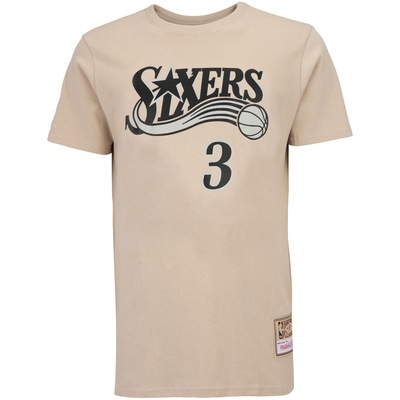 Camiseta Philadelphia 76ers NBA Mitchell & Ness Khaki Black - Masculina - Foto 5