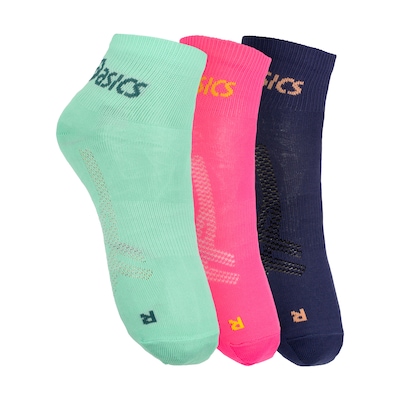 Kit de Meias ASICS Lic Cano Curto Quarter com 3 Pares - Adulto - Foto 1
