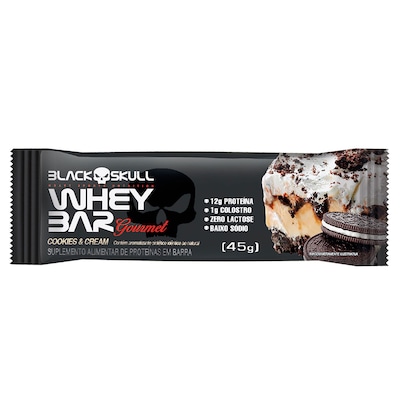 Barra de Proteína Black Skull Whey Bar Gourmet Cookies & Cream 45g - Foto 1