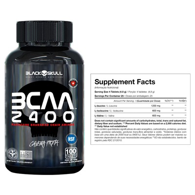 Kit Black Skull Whey Protein 100% Isolado Chocolate 900g + Creatina Turbo 150g + BCAA 2400 120g - Foto 4