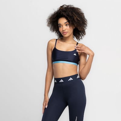 Top Fitness sem Bojo adidas Baixa Sustentação Latin Fit Colorblock - Adulto - Foto 5