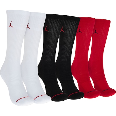 Kit de Meia Nike Cano Alto Jordan Everyday Cush Poly Crew - Adulto - 3 Pares - Foto 1