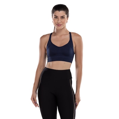 Top Fitness com Bojo Fixo Oxer Alta Sustentação Alça Cruzada - Adulto - Foto 1