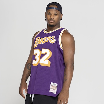Camiseta Regata Magic Johson Los Angeles Lakers Mitchell & Ness NBA Swingman Road Jersey - Foto 3