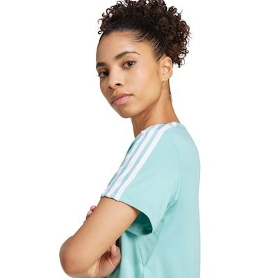 Camiseta Feminina adidas Manga Curta Essentials 3 Listras - Foto 4