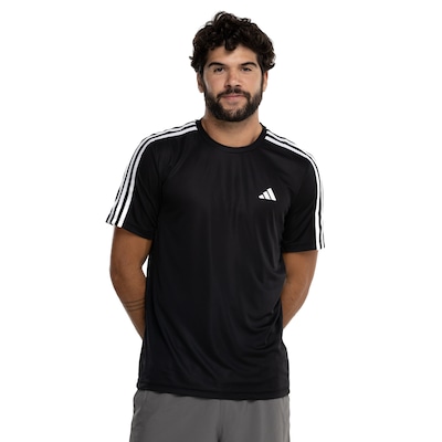 Camiseta Masculina adidas Manga Curta Essentials 3 Listras - Foto 2