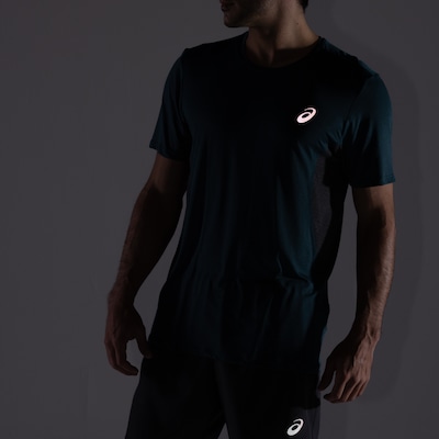 Camiseta Masculina ASICS Manga Curta Respirável de Secagem Rápida Refletiva Mescla - Foto 6