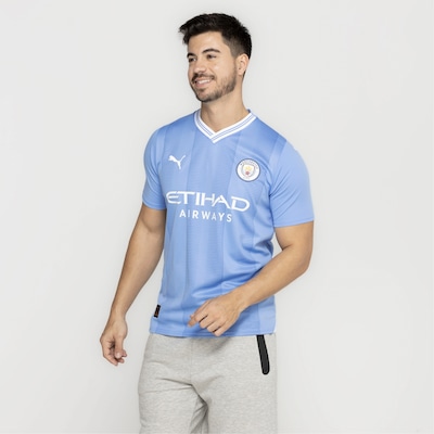 Camisa Manchester City I 23/24 Puma Torcedor - Masculina - Foto 4