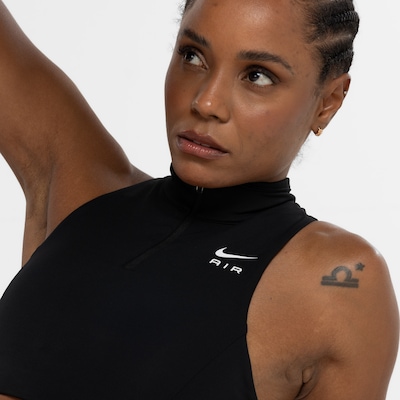 Top Fitness com Bojo Nike Média Sustentação Air Dri-Fit Swoosh Mockzip BRA - Adulto - Foto 6