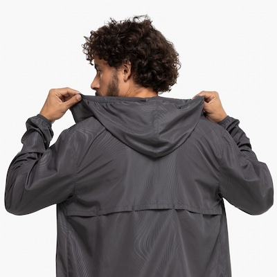 Jaqueta Corta-Vento Masculina Oxer com Capuz Tecido Plano Heat Embossed - Foto 4