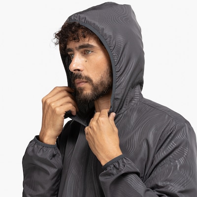Jaqueta Corta-Vento Masculina Oxer com Capuz Tecido Plano Heat Embossed - Foto 5