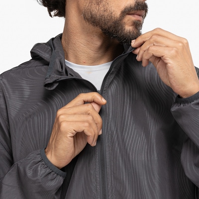 Jaqueta Corta-Vento Masculina Oxer com Capuz Tecido Plano Heat Embossed - Foto 6