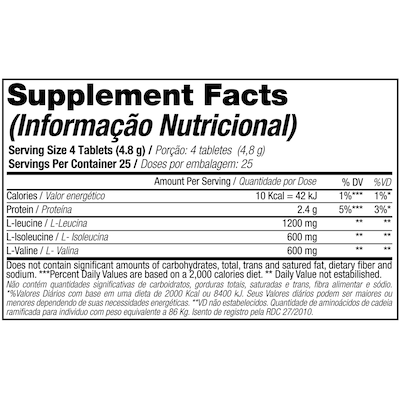BCAA 2400 - Aminoácidos - 100 Tablets - Foto 2