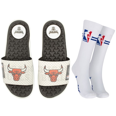 Chinelo Chicago Bulls Rider NBA Slide + Meia Cano Alto - Adulto - Foto 1