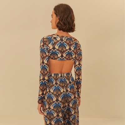 Blusa Cropped Feminina Farm Manga Longa Coqueirou - Foto 2