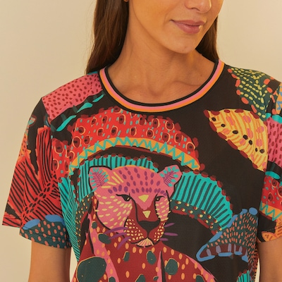 Camiseta Feminina Farm Manga Curta Dry Onça Cool - Foto 3