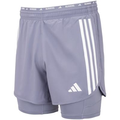 Bermuda 2 em 1 Masculina adidas Own The Run Excite 3 Stripes - Foto 1
