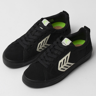 Tênis Cariuma Catiba Pro Low All Black Suede And Canvas Ivory Logo - Foto 1