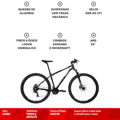 Mountain Bike Caloi Supra HDS Aro 29 Freio Logan HDM500 - Hidráulico 24 Marchas - Foto 4