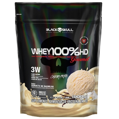 Whey Protein Black Skull Refil Pouch HD Gourmet Sorvete de Baunilha - 900g - Foto 1