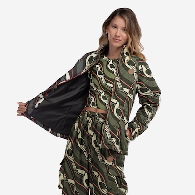 Jaqueta Puffer Feminina Farm Nylon Forrada Lenço Tucano Gráfico - Foto 4