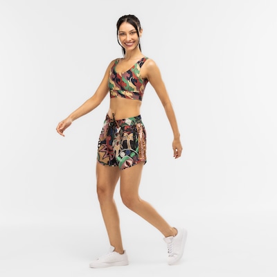 Short Farm Nylon Floresta Cor Bolso Selado Feminino - Foto 4