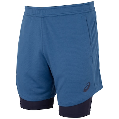 Bermuda Masculina ASICS Malha 2 em 1 Elástico Logo - Foto 1