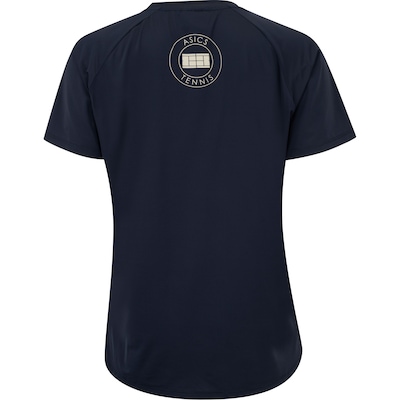 Camiseta Feminina ASICS Manga Curta Emblema Racket UV 50 Anti-Odor - Foto 2