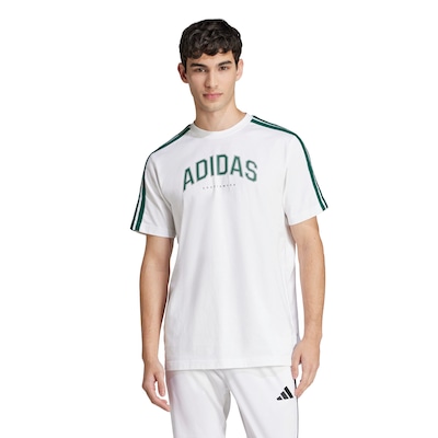 Camiseta Masculina adidas Manga Curta Gráfica 3 Listras - Foto 1