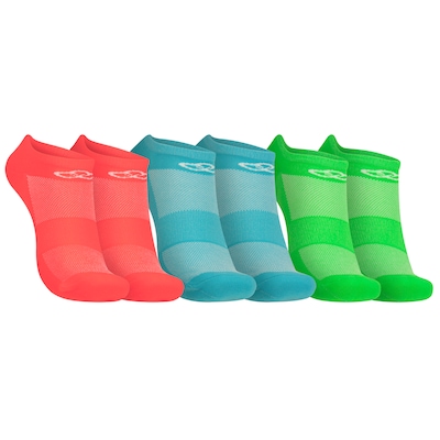 Kit de Meias Olympikus Invisível Tripack Neon 3 pares Adulto - Foto 1