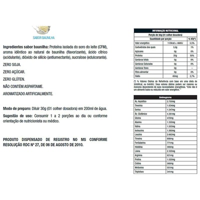 Whey Protein Isolado Nutrata Iso - Baunilha - 900g - Foto 2