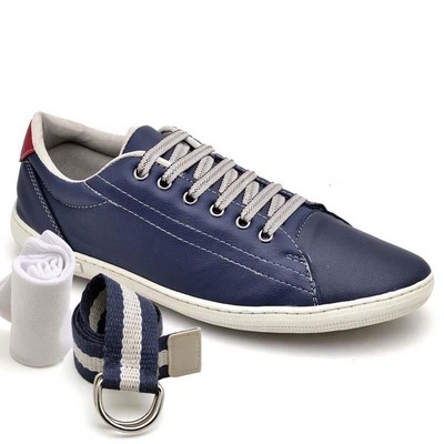 Kit Stopp com Sapatênis + Meia + Cinto Casual 5 - Adulto - Masculino - Foto 1
