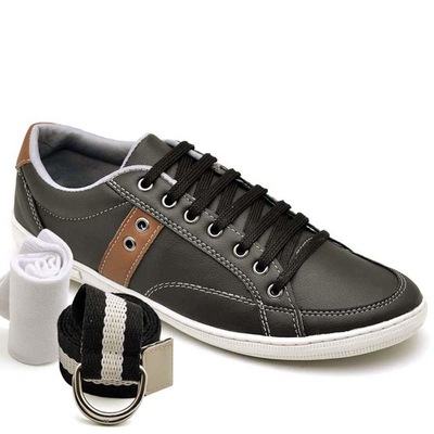 Kit Stopp com Sapatênis + Meia + Cinto Casual 19 - Adulto - Masculino - Foto 1